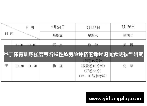 基于体育训练强度与阶段性疲劳感评估的课程时间预测模型研究